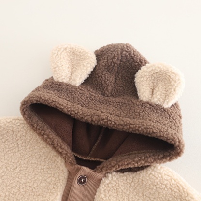 2pcs Baby Boy/Girl Bear Thickened Hooded with Scarf Set