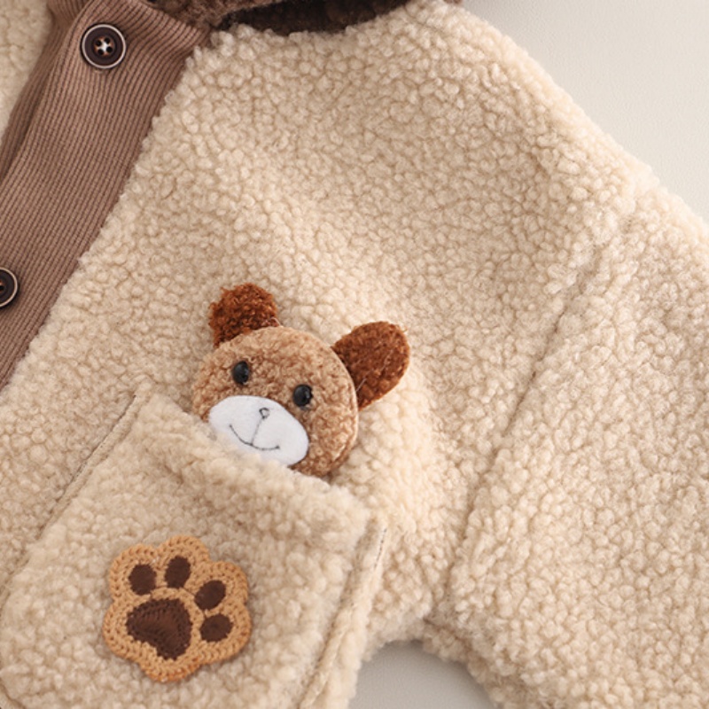 2pcs Baby Boy/Girl Bear Thickened Hooded with Scarf Set