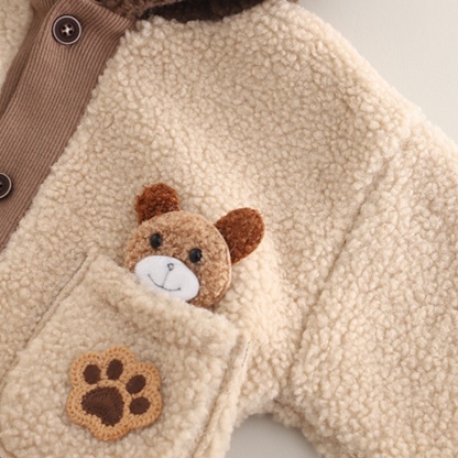2pcs Baby Boy/Girl Bear Thickened Hooded with Scarf Set