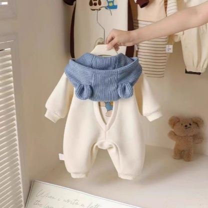 Baby Boy Cartoon Hoodie Korean Style Long Sleeve Romper