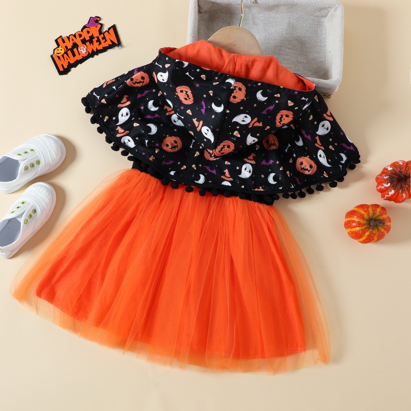 Baby Girl Halloween Tulle Dress Cape Two Piece Set
