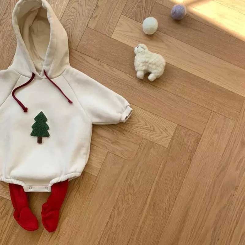 Christmas Tree Embroidered Baby Bodysuit Romper