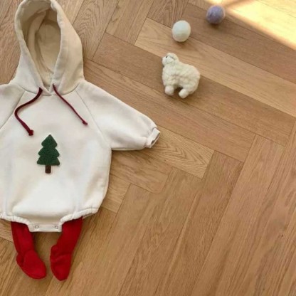 Christmas Tree Embroidered Baby Bodysuit Romper