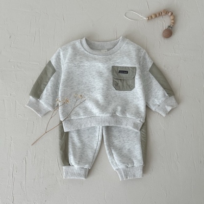 Color Block Pocket Baby Sweatsuit Set