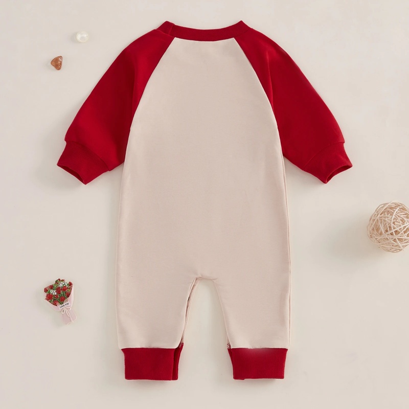 Gingerbread Embroidered Baby Color Block Romper