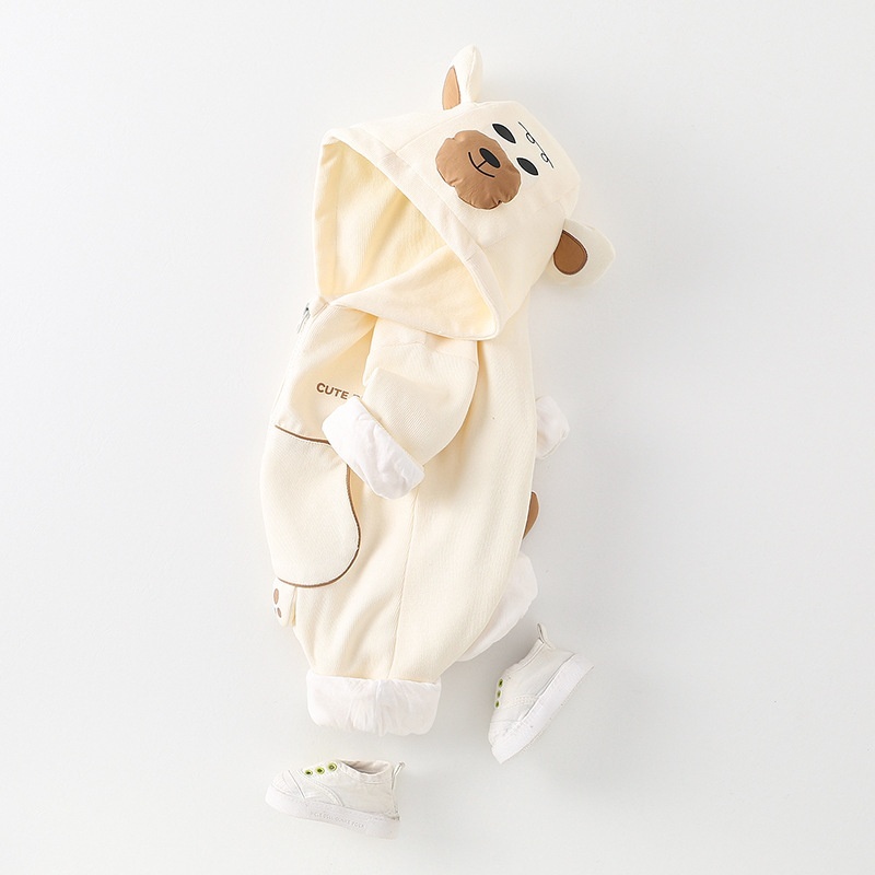 Cartoon Bear Hooded Baby Romper Outfit