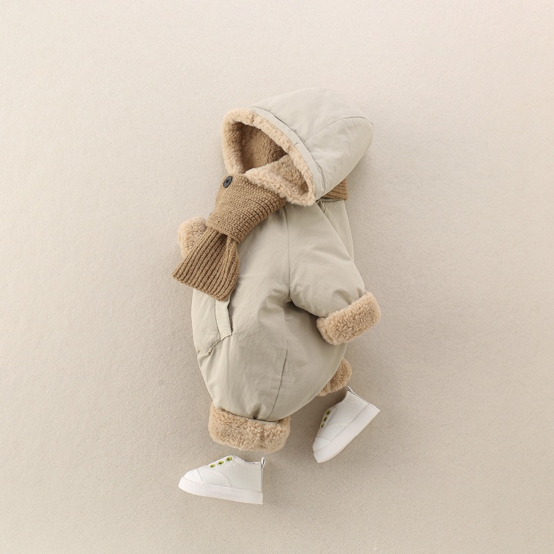 Baby Hooded Padded Romper with Scarf