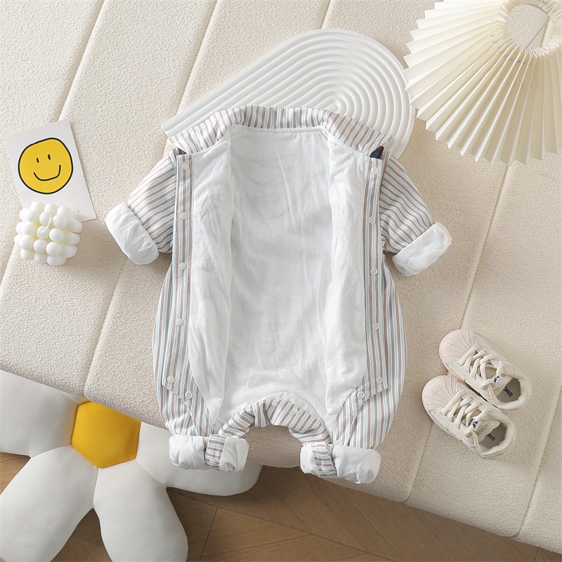 Baby Boy Striped Faux Cape Bodysuit Romper