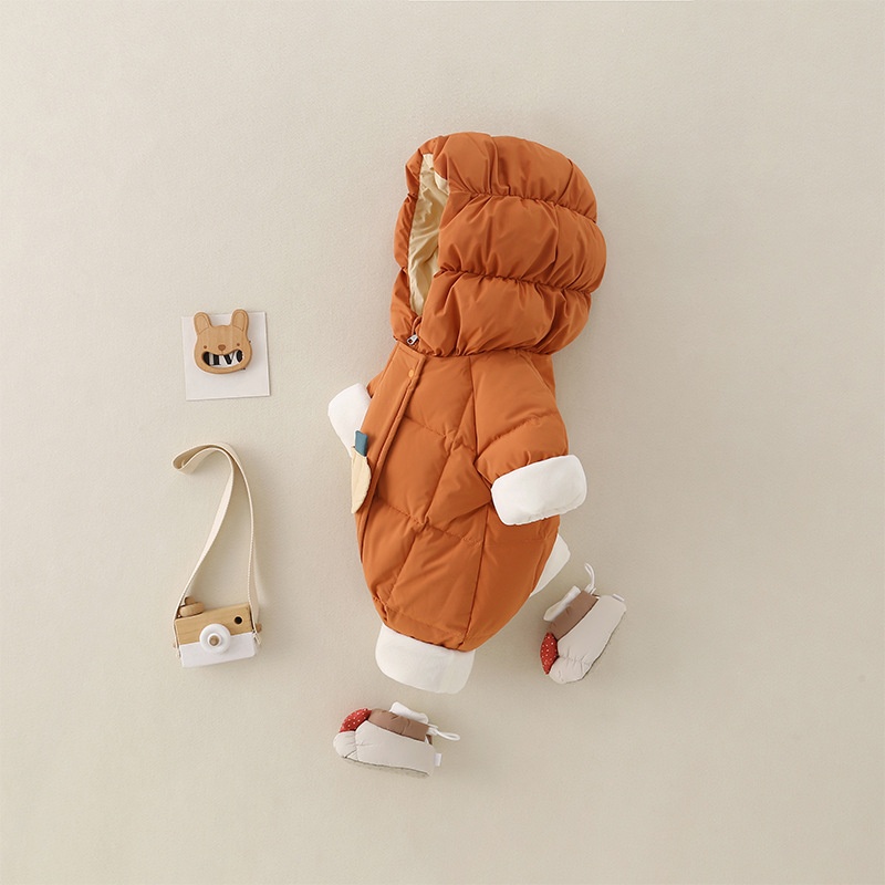 Baby Girl Hooded Zip Padded Romper