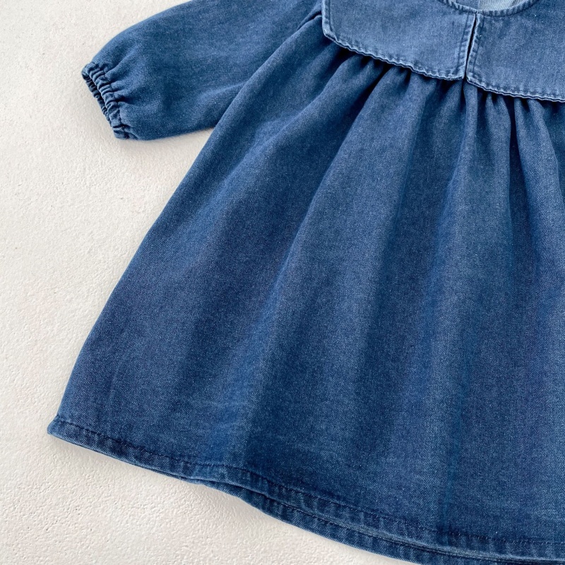Baby Girl/Boy Denim Collar Long Sleeve Bodysuit+Dress