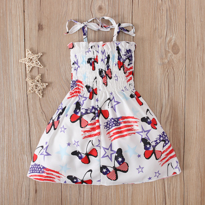 Baby Girl Independence Day Strappy Ensign Print Dress
