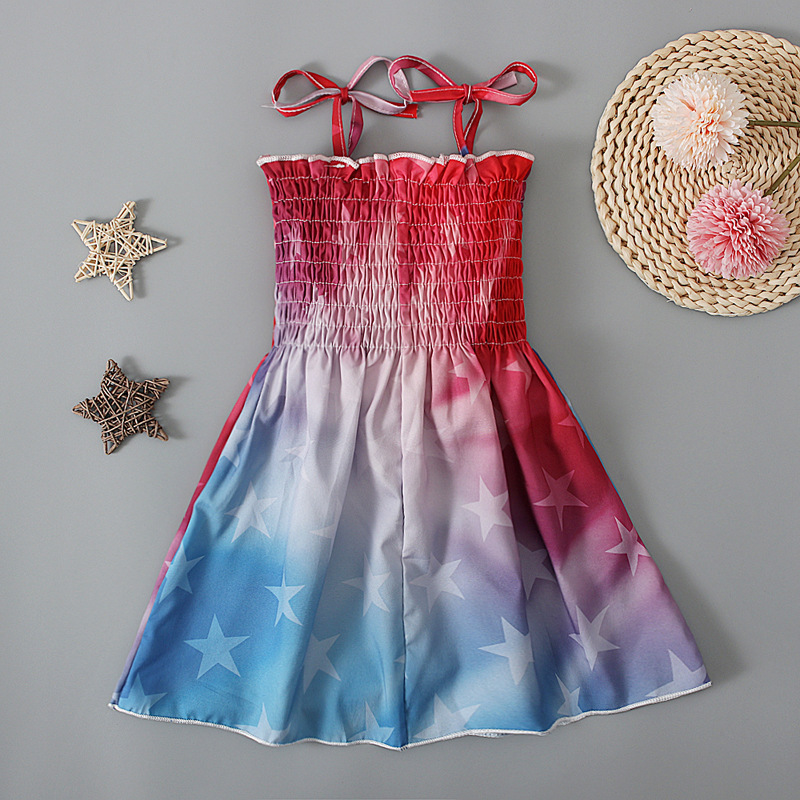 Baby Girl Independence Day Strappy Print Dress