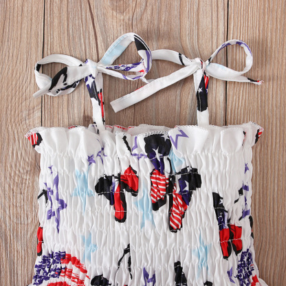Baby Girl Independence Day Strappy Ensign Print Dress