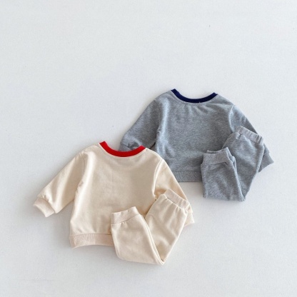 2pcs Baby Girl/Boy Apple Letters Long Sleeve Set