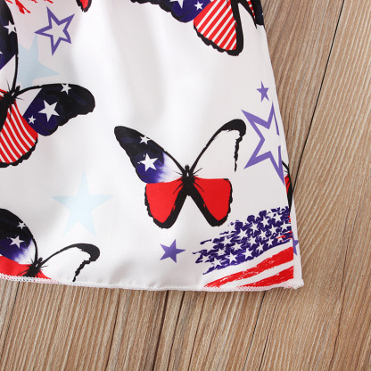 Baby Girl Independence Day Strappy Ensign Print Dress