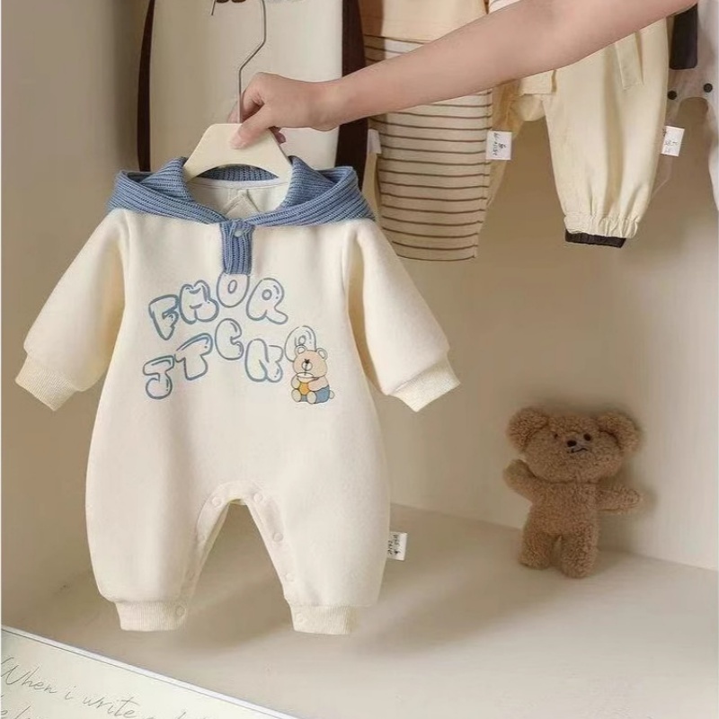 Baby Boy Cartoon Hoodie Korean Style Long Sleeve Romper - kissminis