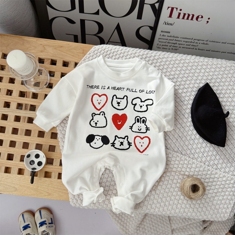 Baby Unisex Casual Heart Print Romper