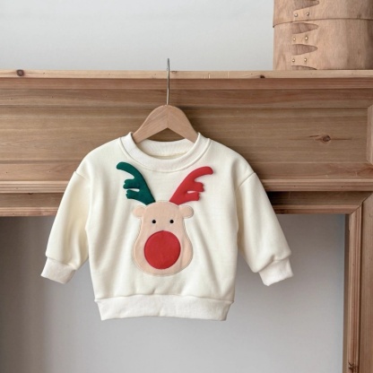 Reindeer Embroidered Kids Long Sleeve Sweatshirt