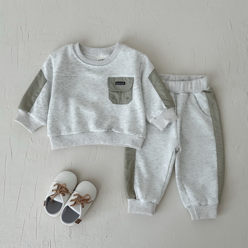 Color Block Pocket Baby Sweatsuit Set