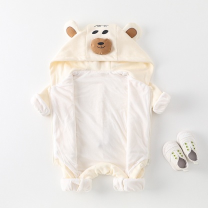Cartoon Bear Hooded Baby Romper Outfit