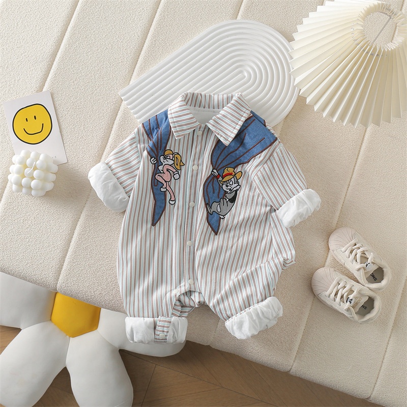 Baby Boy Striped Faux Cape Bodysuit Romper