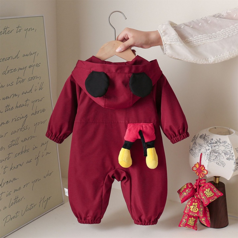 Baby Hooded Cartoon Windbreaker Romper