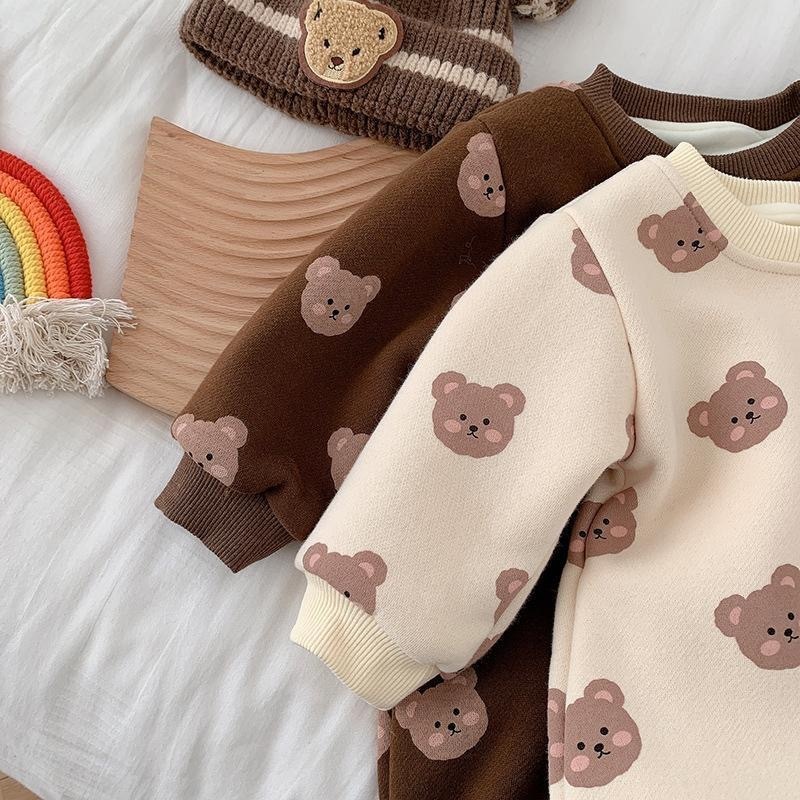 Baby Bear Print Warm Romper