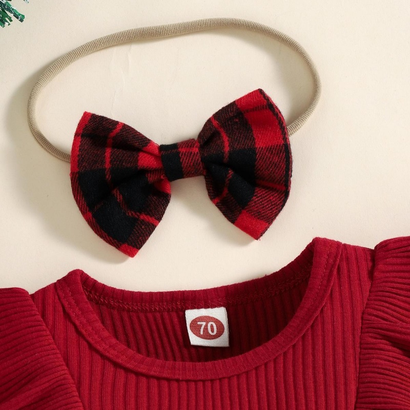 Baby Girl Red Plaid Dress Romper