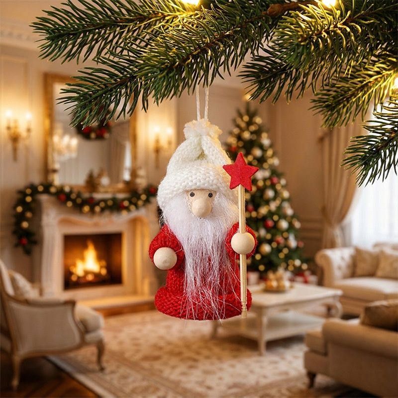 Christmas Santa Plush Hanging Ornaments 5 Pcs