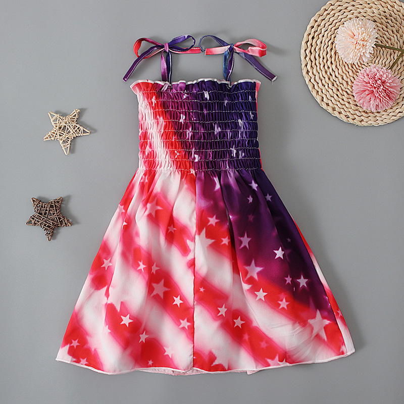 Baby Girl Independence Day Strappy Print Dress