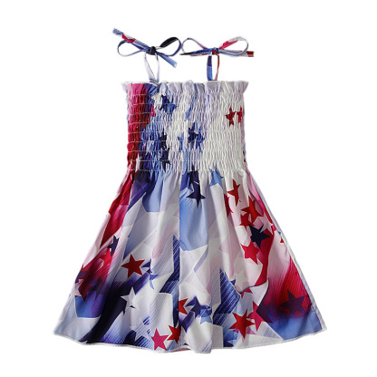 Baby Girl Independence Day Strappy Print Dress