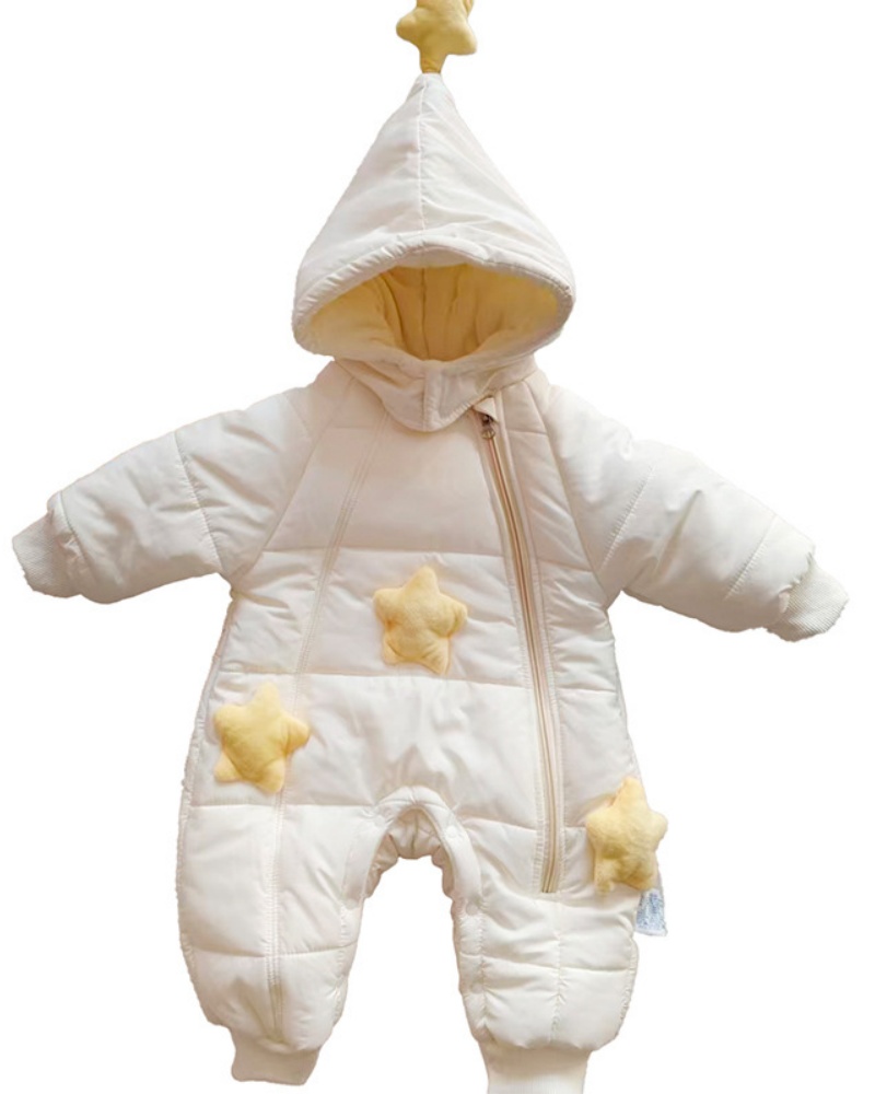 Baby Unisex Star Pointed Hat Padded Long Sleeve Romper