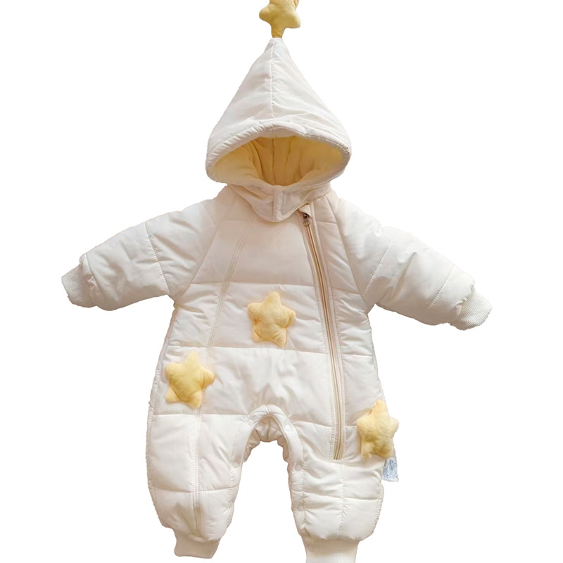 Baby Unisex Star Pointed Hat Padded Long Sleeve Romper