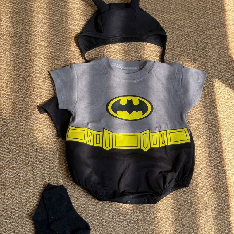 Batman Style Short Sleeve Baby Romper Set