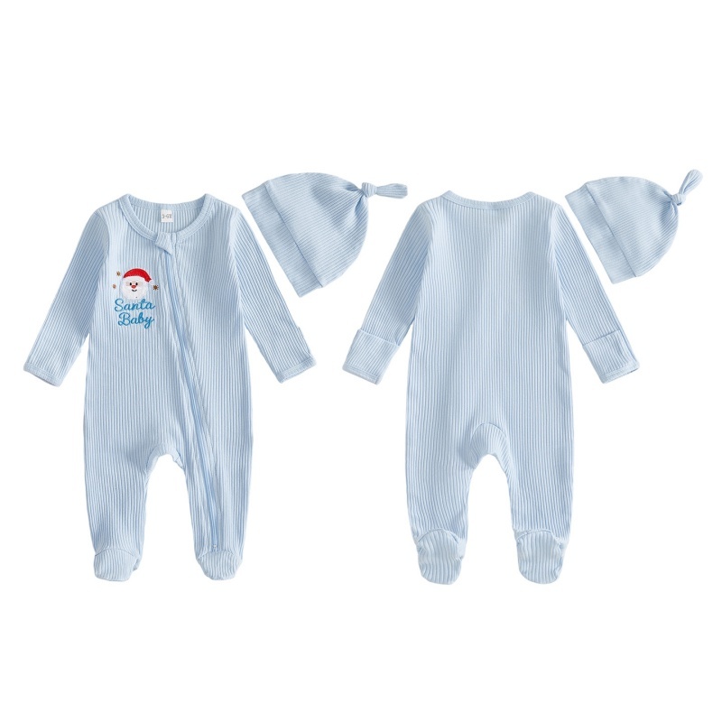 Gingerbread Embroidered Baby Footed Romper Set