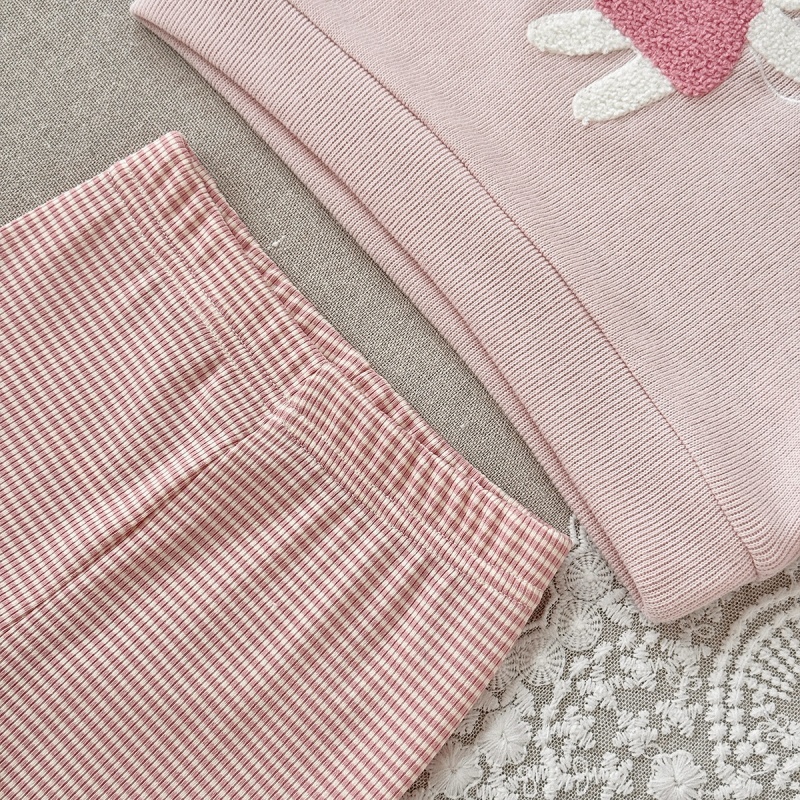 Baby Girl Pink Rabbit Embroidered Sweatsuit Set