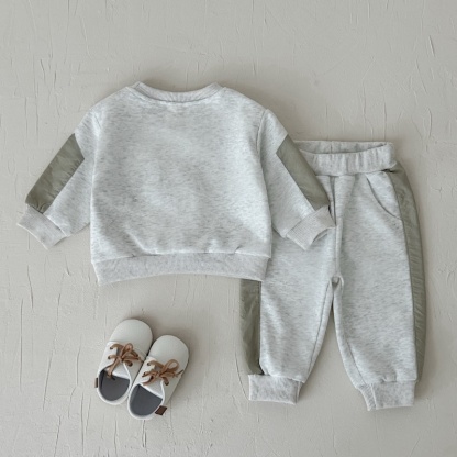 Color Block Pocket Baby Sweatsuit Set