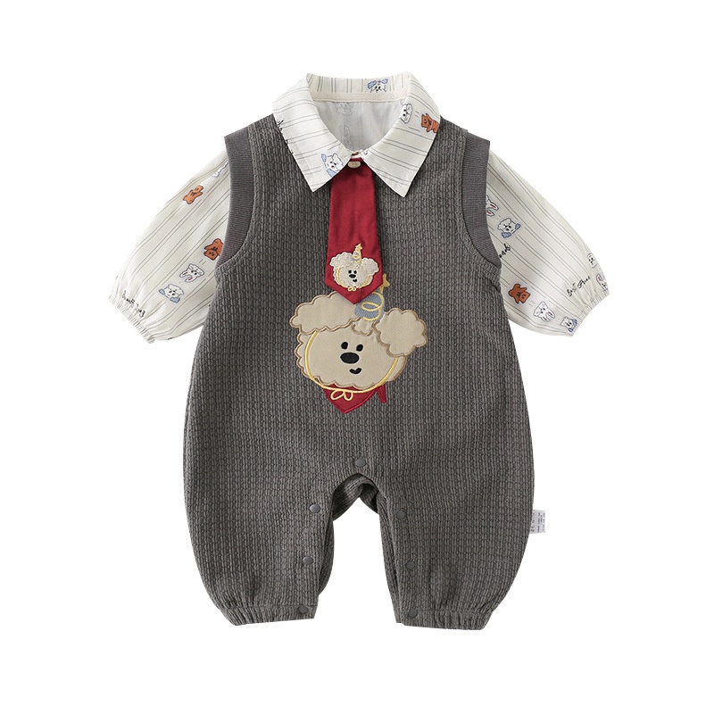 Baby Boy Striped Shirt and Corduroy Overall Set