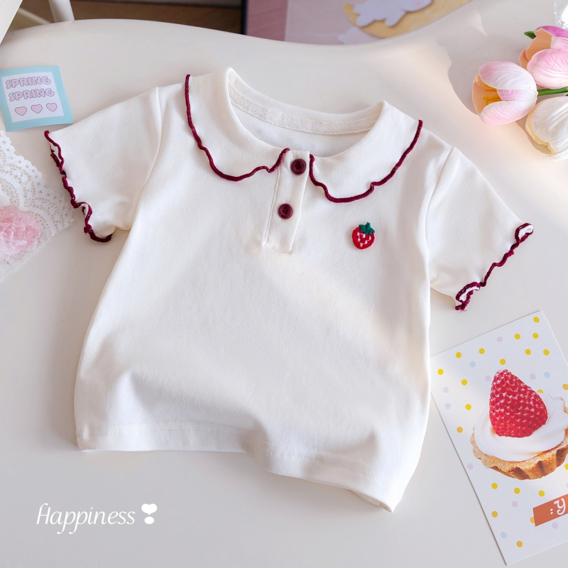 Baby Girl Strawberry Ruffle Polo Shirt