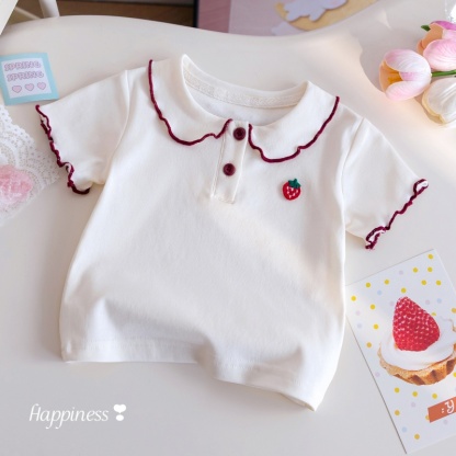 Baby Girl Strawberry Ruffle Polo Shirt