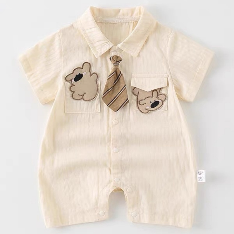 Baby Boy Academy Bear Short Sleeve Romper - kissminis