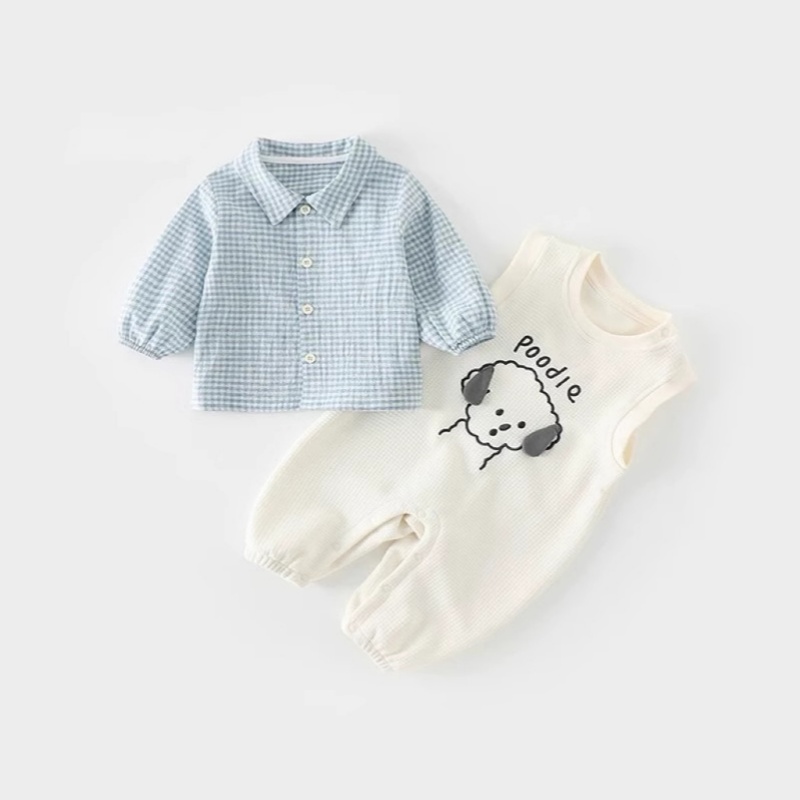 Baby Boy Cartoon Suspenders Long Sleeve Romper Set