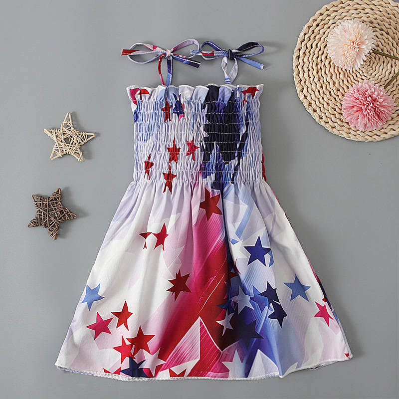 Baby Girl Independence Day Strappy Print Dress