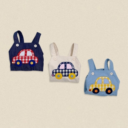 Car Embroidered Suspender Baby Romper Pants