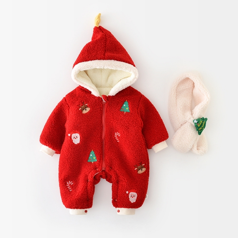 Baby Boy Christmas Warm Romper - kissminis