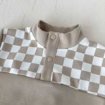 Baby Boy Checkered Panel Sweatsuit Two Piece Set