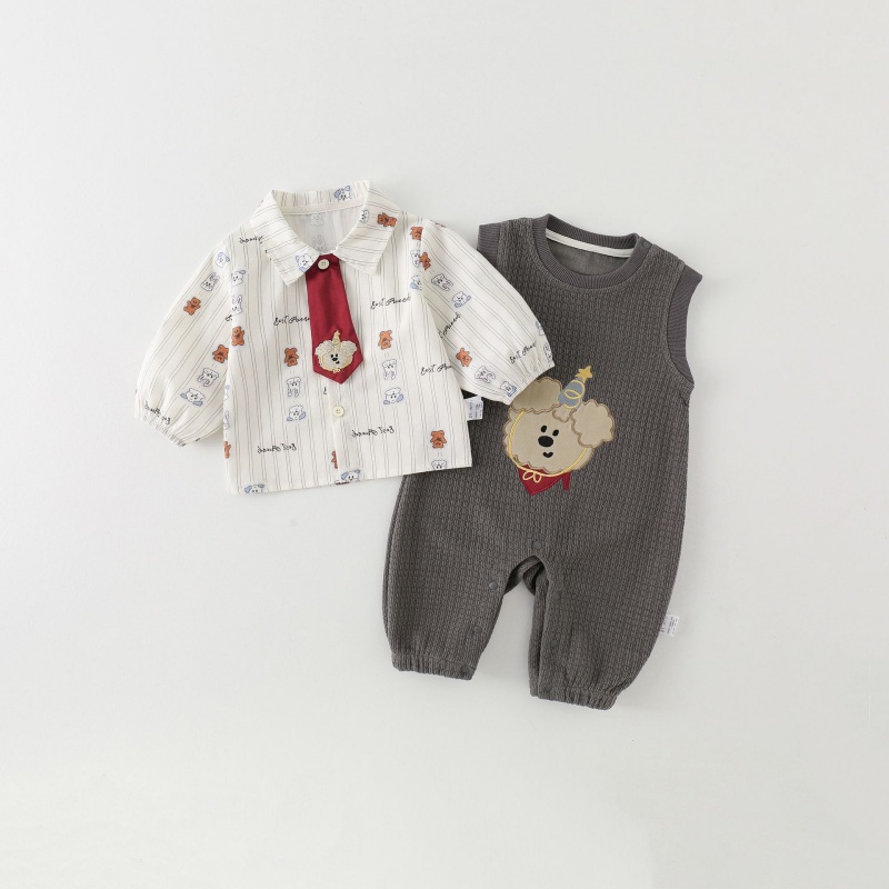 Baby Boy Striped Shirt and Corduroy Overall Set