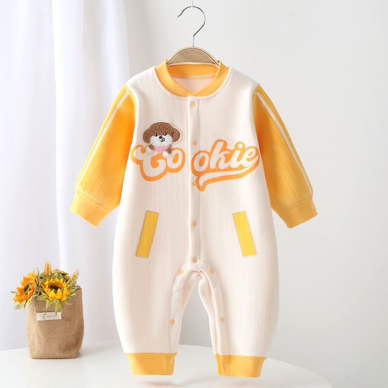 Baby Unisex Fleece Cartoon Long Sleeve Romper