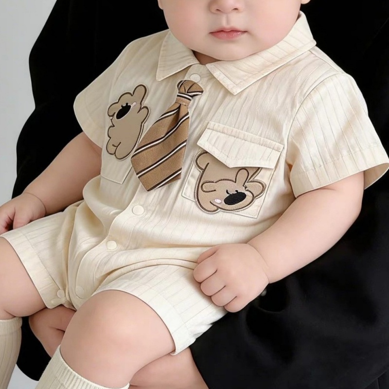 Baby Boy Academy Bear Short Sleeve Romper