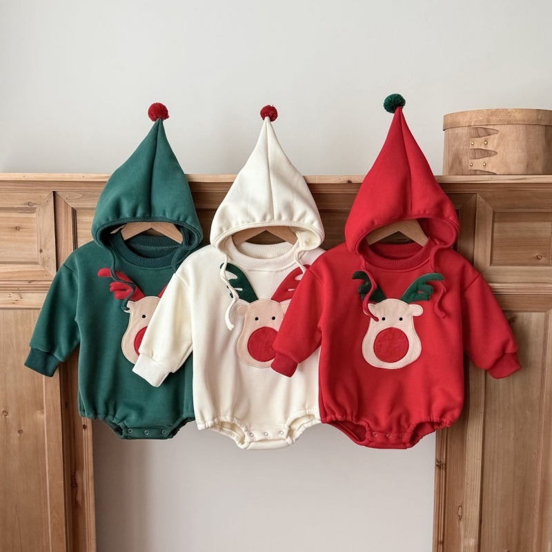 Cute Reindeer Embroidered Baby Romper Set